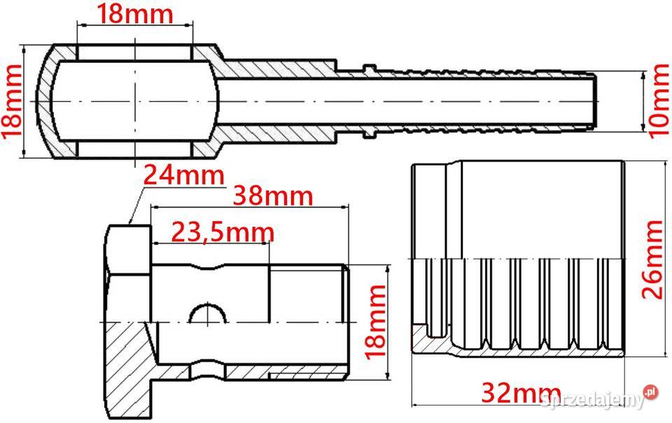5x Zakuwka Oczkowa M18 DN10 Z TULEJĄ ŚRUBA BANJO Solec Kujawski