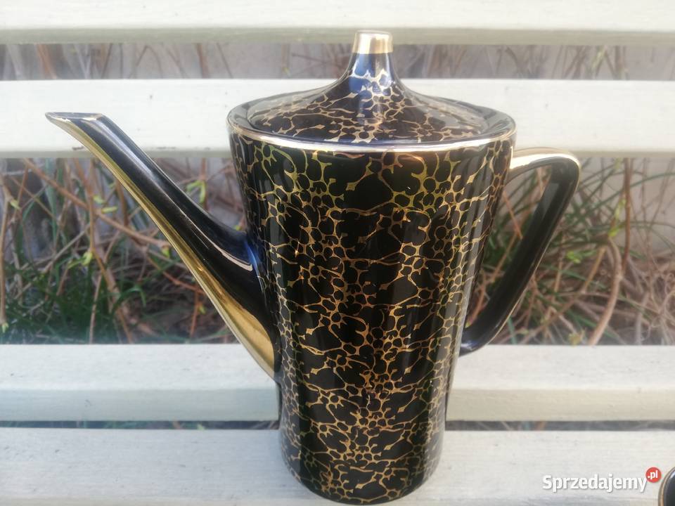 zestaw do herbaty kawy chodzież złoto czarny łódzkie