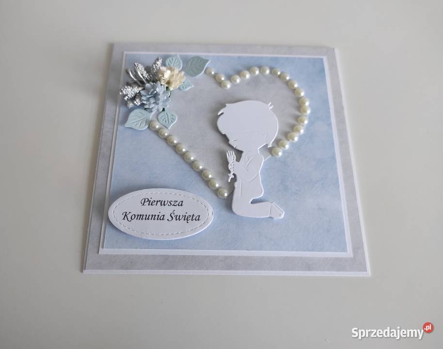 Kartka ręcznie robiona Komunia Święta handmade Łódź