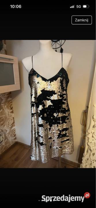 Sukienka halka z cekinami sylwester Odzież damska Tarnów