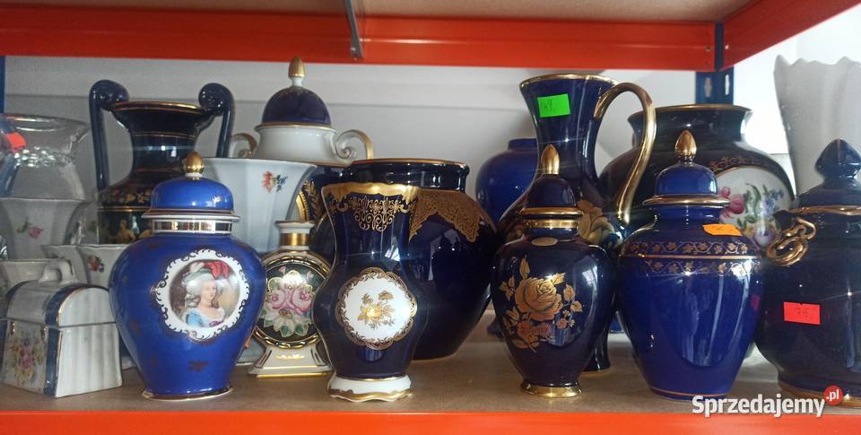 Wazonik kobaltowy Syg Weimar Ze złotym motywem Gdańsk sprzedam