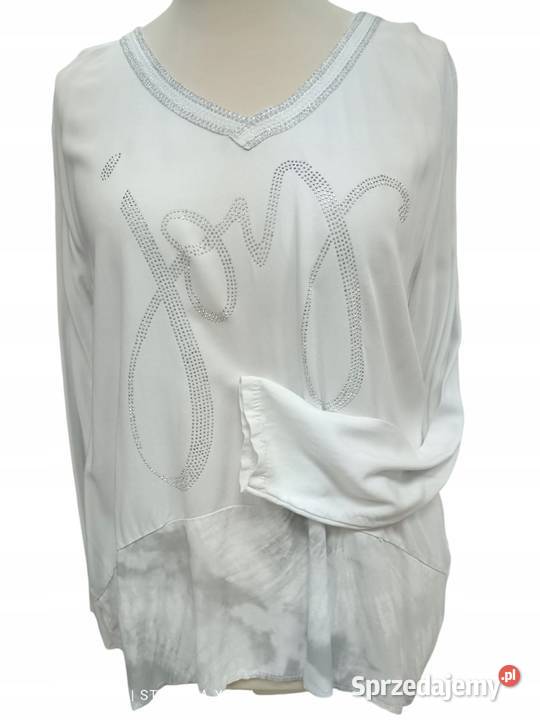 Bluza damska CEKINY bialakieszeniedekold serek