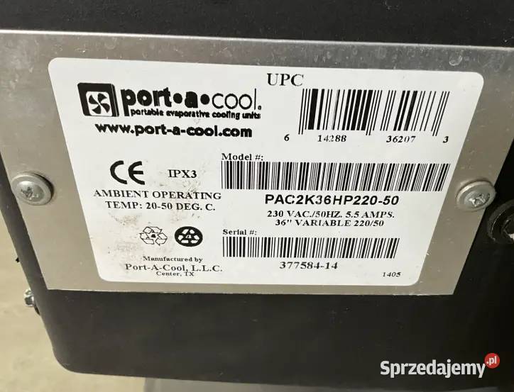 Chłodnica waporyzacyjna PortACool PAC2K36HP22050