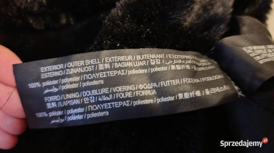PullBear futro damskie S czarne długie płaszcz czarny śląskie Bielsko-Biała sprzedam
