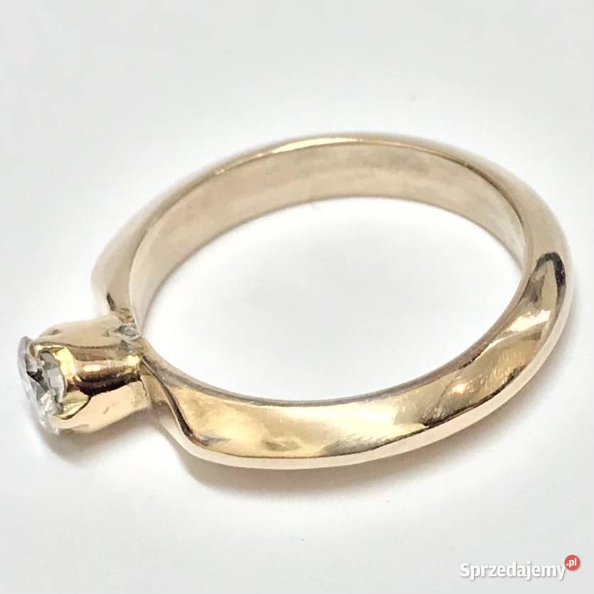 PIERŚCIONEK z różowego złota 14K BRYLANT 030ct
