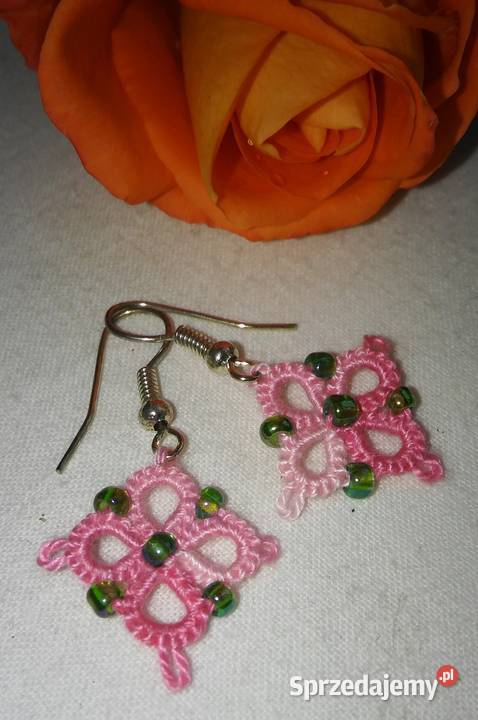 Kolczyki frywolitkowe Wiśniowa