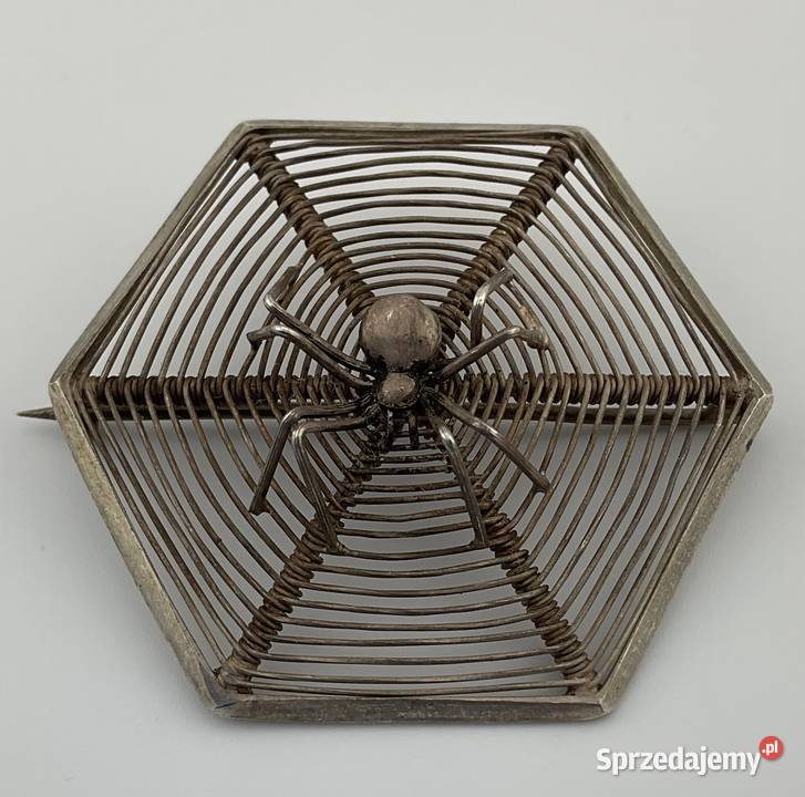 Antyczna Srebrna Broszka PAJĄK 3D II RP Kraków