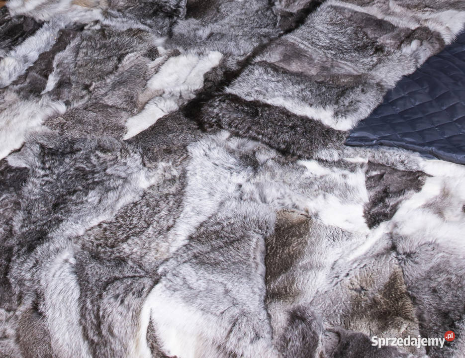 Narzuta dekoracyjna futro szare z królika