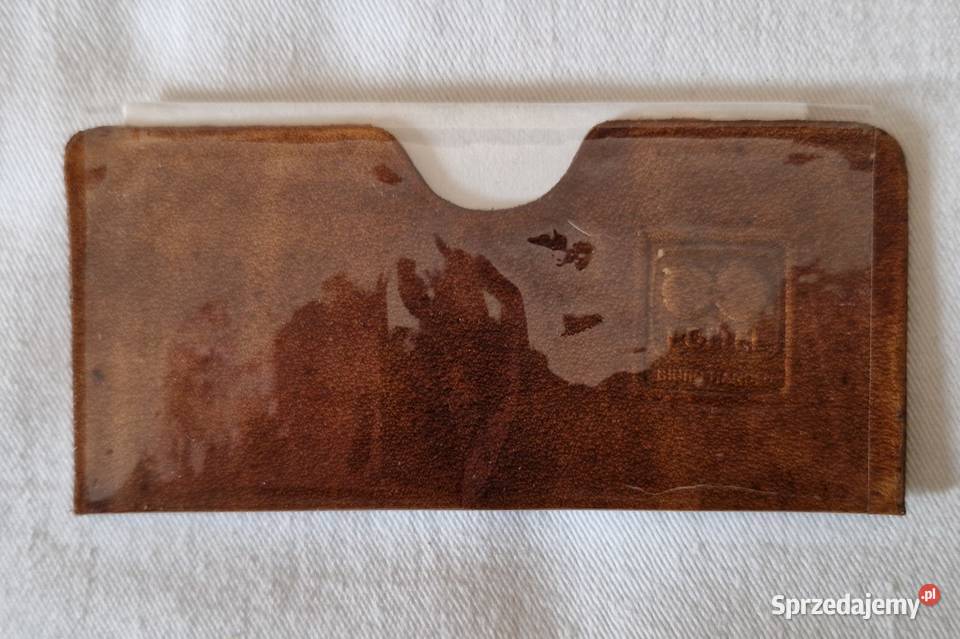 Skórzany wizytownik pochewka hand made z logo mazowieckie Warszawa
