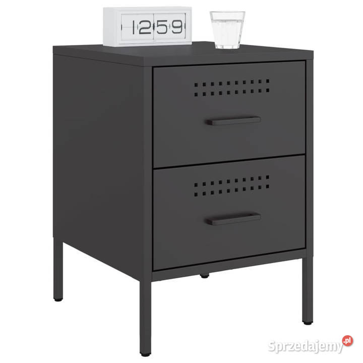 Szafki nocne 2 czarne 36x39x505 stal WM842923 mazowieckie Warszawa