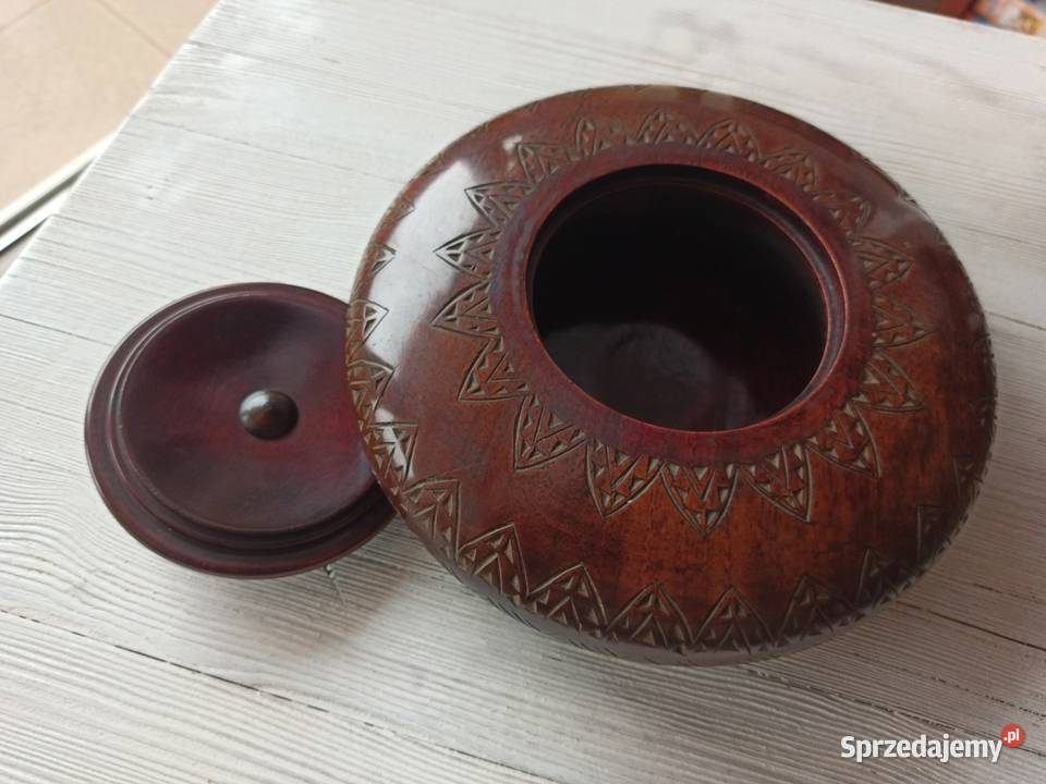 Puzderko pudełko stary z egzotycznego drewna śląskie Bielsko-Biała