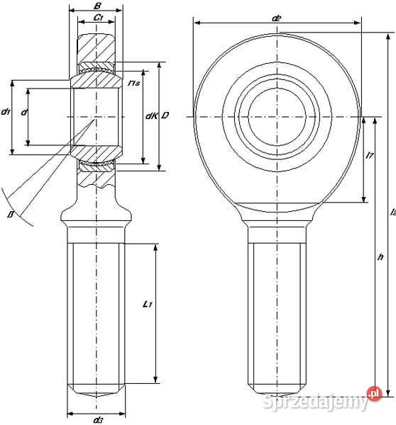 Ucho siłownika z prawym gwintem zewnętrznym 8 Kamionna