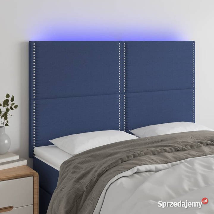 Zagłówek do łóżka z LED niebieski 144x5x118128 mazowieckie Warszawa