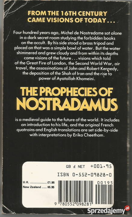 The Prophecies of NOSTRADAMUS Erika Cheetham Pacanów