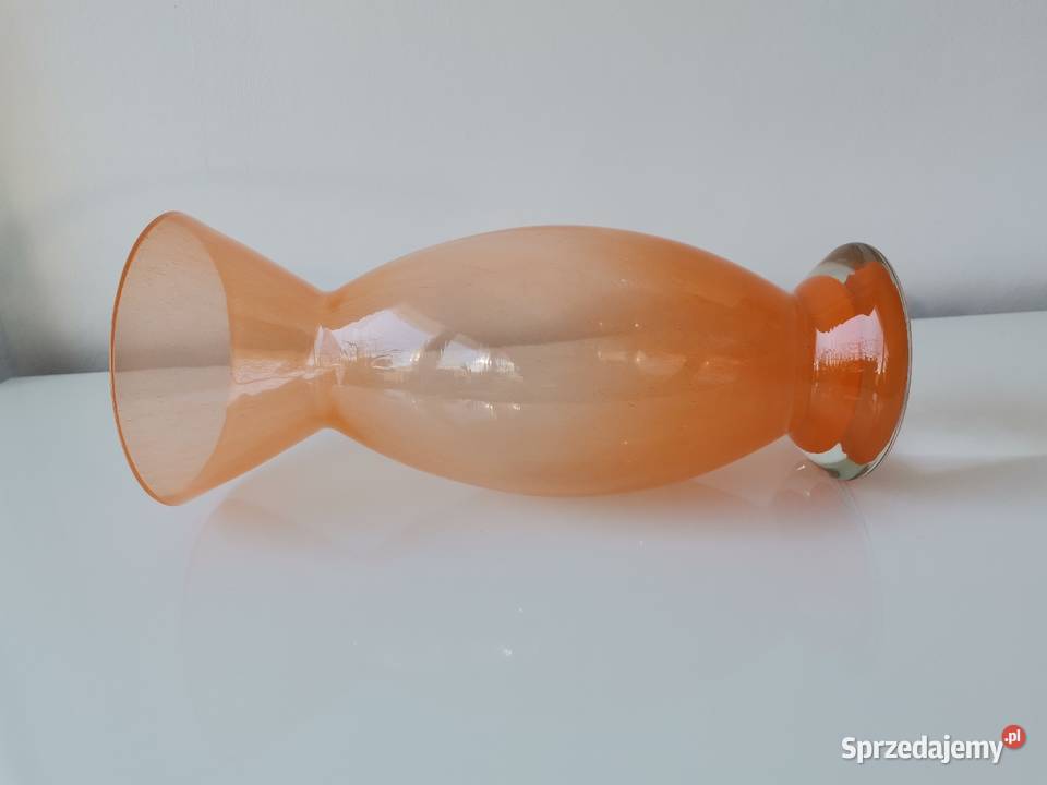 Stary pomarańczowy wazon design PRL śląskie