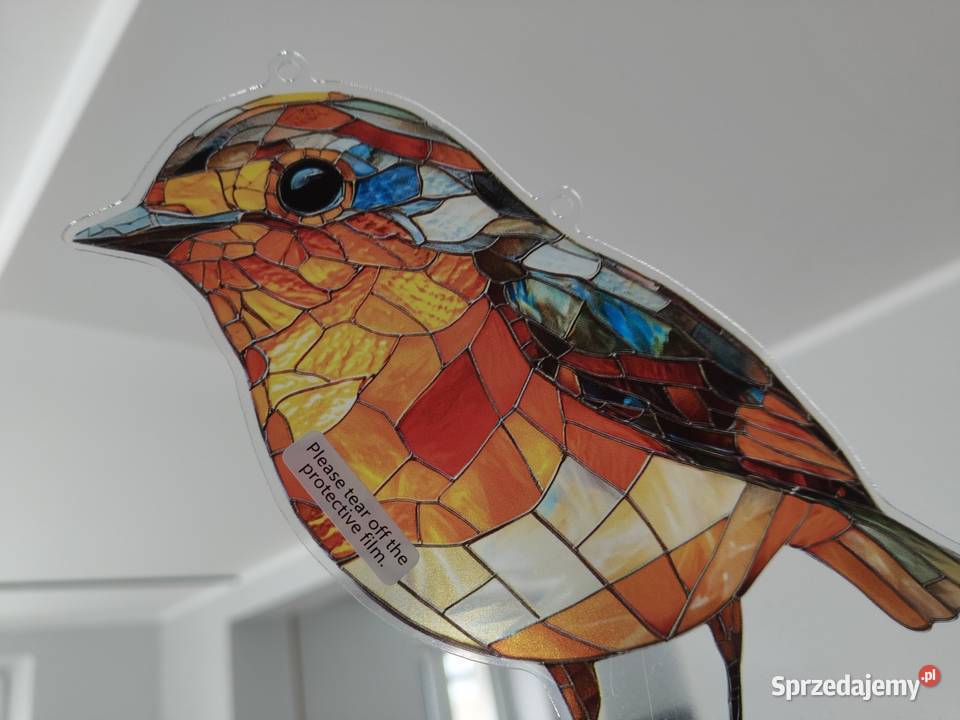 Nowy witraż witrażyk dekoracja okienna ptak mazowieckie Płock