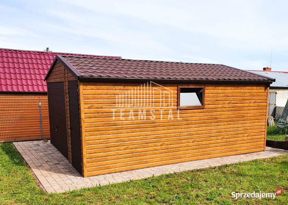 GARAŻ BLASZANY 45m x 6m dwuspad blachodachówka Garaże i miejsca postojowe Pabianice