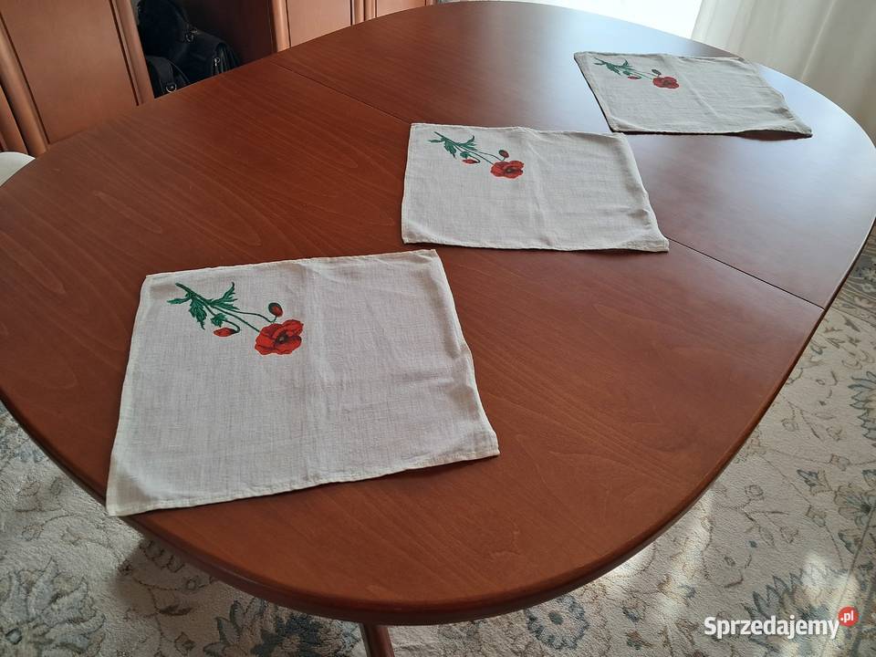 Serwetki lniane kremowe z makiem 6 33 x 29 do Serwety i serwetki Kraków