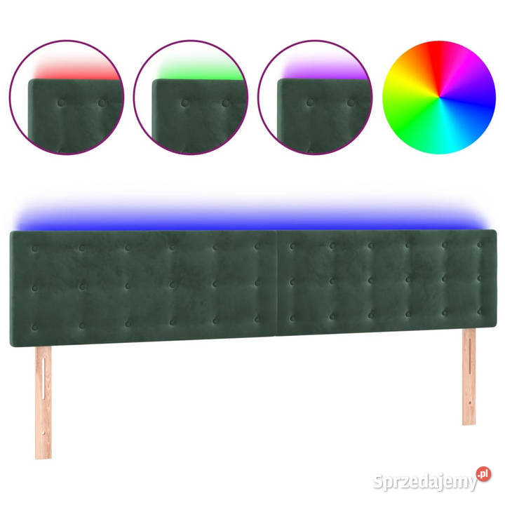 Zagłówek do łóżka z LED ciemnozielony 200x5x7888 Meble Warszawa