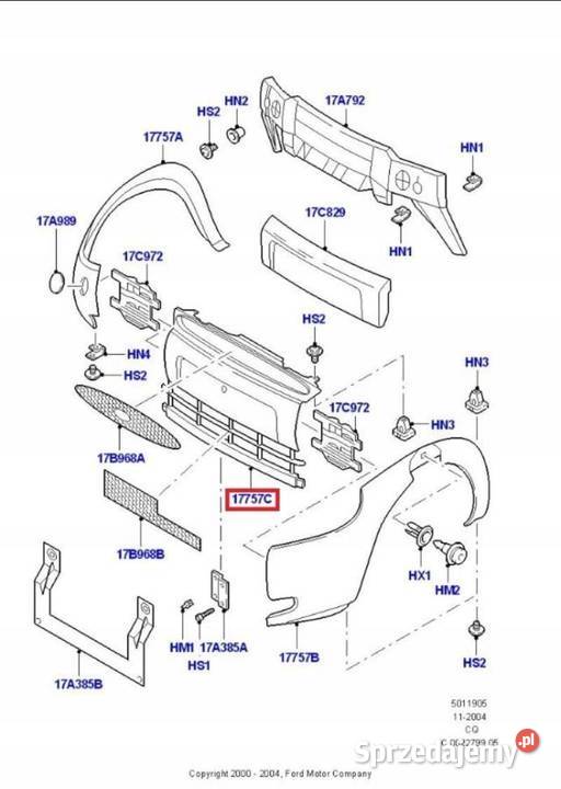 KRATKA ZDERZAKA LISTWA PRZÓD FORD KA 9608