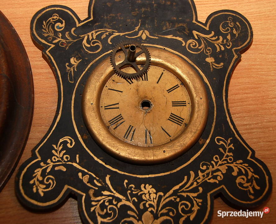 3 stary zabytkowy cyferblat zegara szkło drewno Warszawa