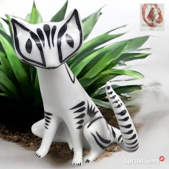 Kot Art Deco Hollohaza Istvan Torma pikas lata Porcelana i szkło mazowieckie Warszawa