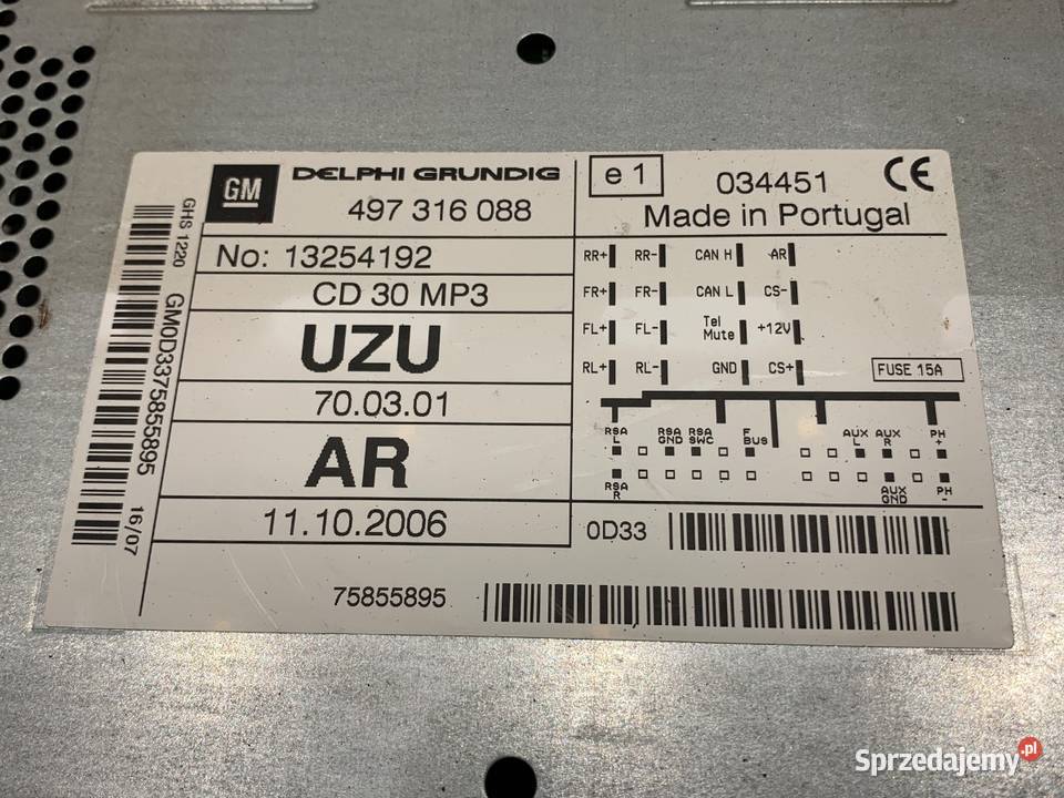 RADIO OPEL CORSA D 13254192 0614 ODTWARZACZ osobowe