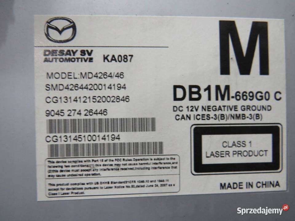 CZYTNIK CD NAVI MODUŁ MAZDA 2 DJ KA087 MD426446