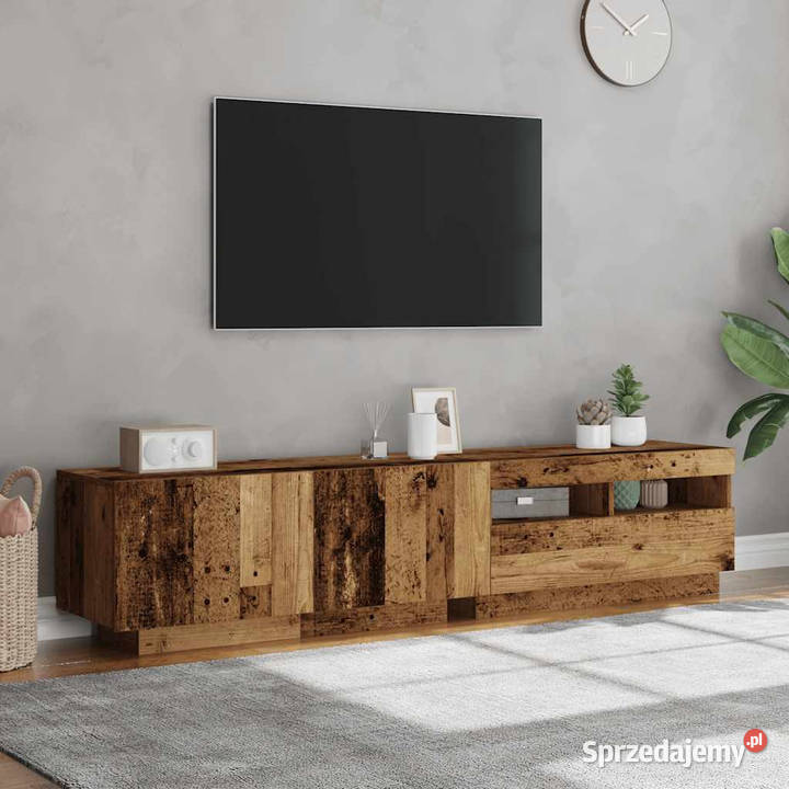 Szafka pod TV z oświetleniem LED stare drewno