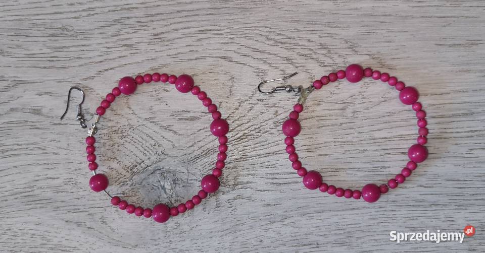 Kolczyki damskie różowe koraliki Łódź