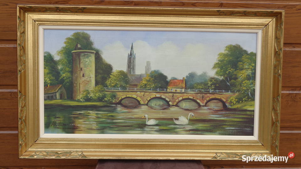 obraz olejny na płótnie ładna rama Mielnica Duża