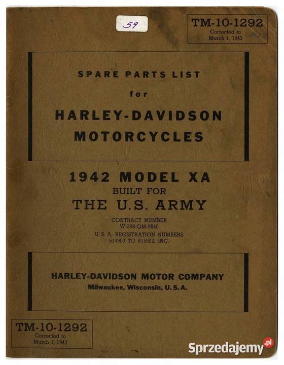 Harley Davidson Military Model 42XA Solo 1942 sprzedam