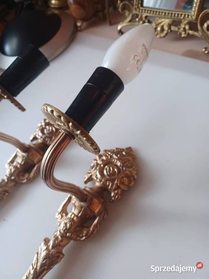 Piękne masywne mosiężne kinkiety wielkopolskie sprzedam
