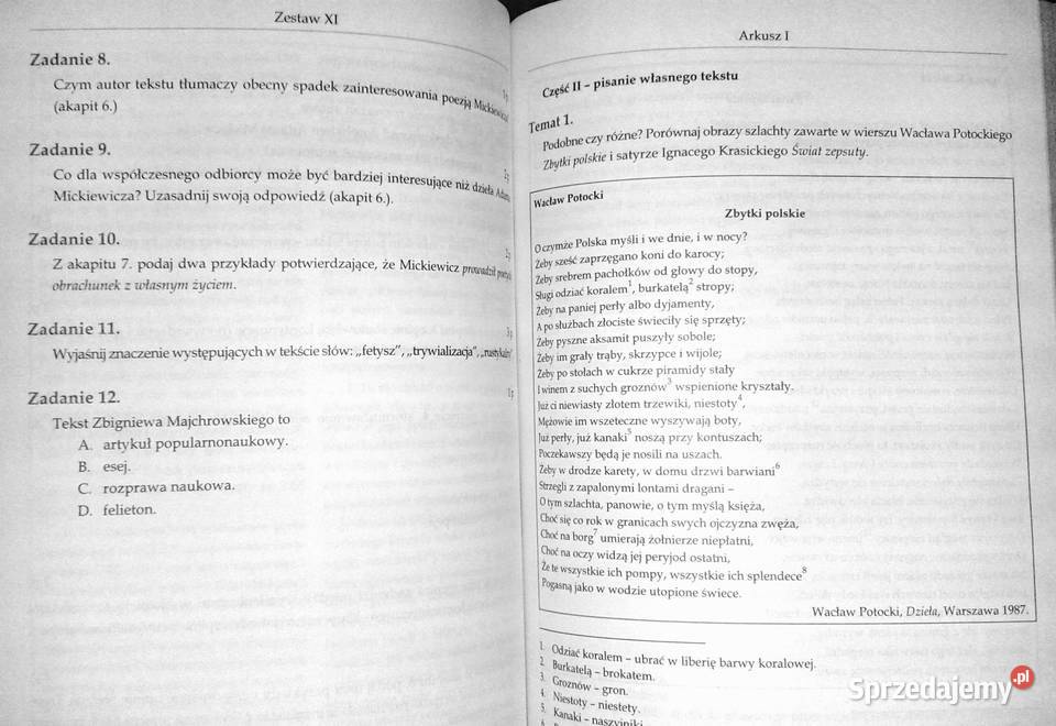 Język Polski Matura 2008 Arkusze egzaminacyjne lubelskie