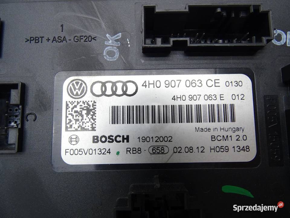 MODUŁ STEROWNIK KOMFORTU 4H0907063CE AUDI A6 C7 Układ elektryczny, zapłon