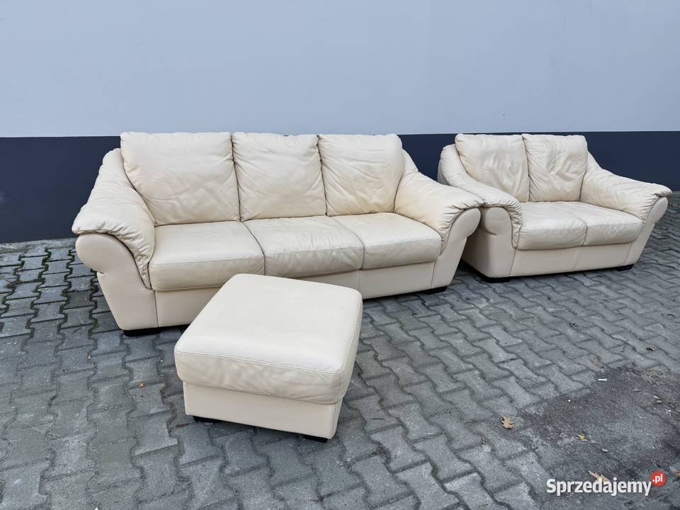 Okazja Komplet sofa 32 włoska skóra naturalna Bielsko-Biała sprzedam