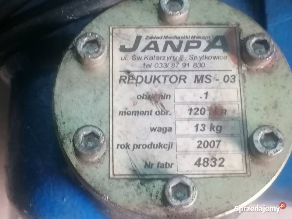 reduktor Janpa MS03 z silnikiem Besel o12kW do Piotrków Trybunalski sprzedam