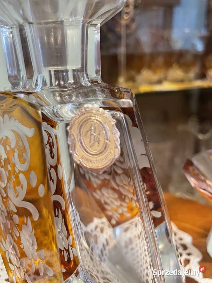 Karafka z kieliszkami z kryształu Rękodzieło dolnośląskie Jelenia Góra