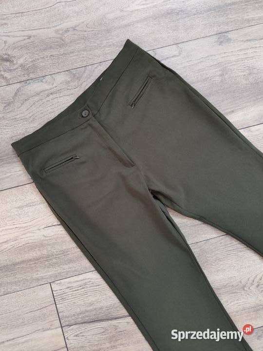 Materiałowe spodnie Dzwony Zielone Khaki Vintage podkarpackie