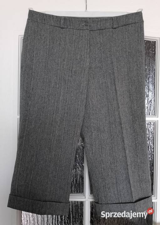 Szare spodnie 34 nogawki w kant z mankietami Oborniki