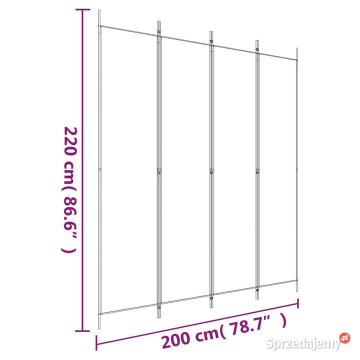 Parawan 4panelowy biały 200x220 tkanina WM350198 Warszawa