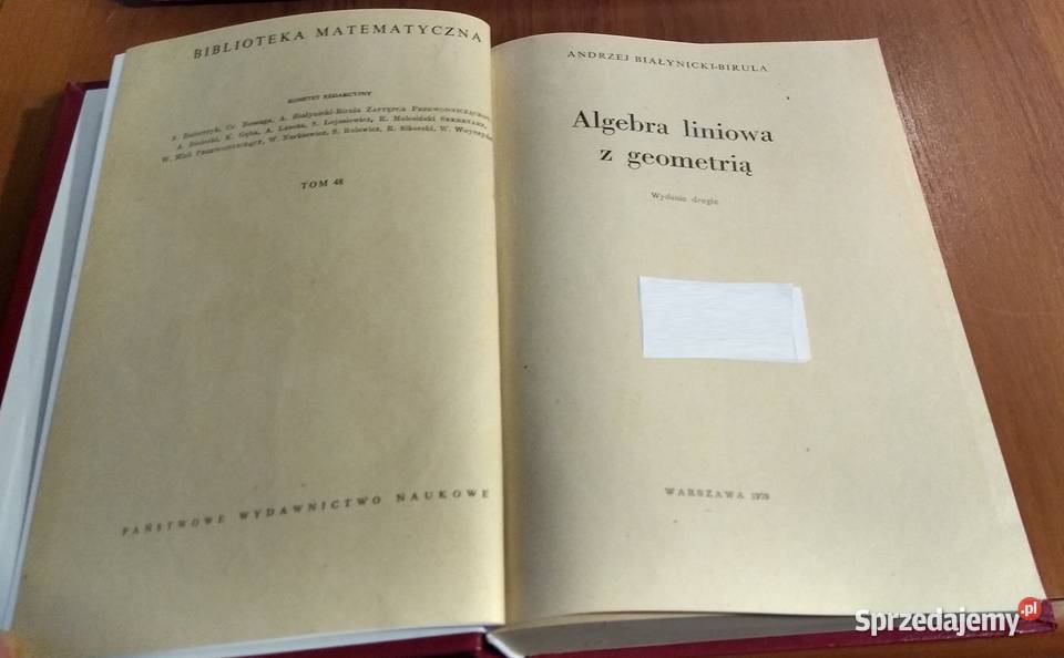 Algebra liniowa z geometrią BiałynickiBirula BM pomorskie Gdańsk sprzedam