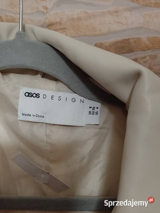 36S ASOS Długi płaszcz skórzany z Londynu NOWY Rozmiar 36(S) sprzedam
