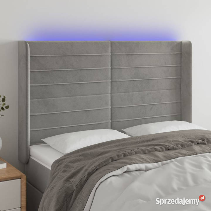 Zagłówek do łóżka z LED jasnoszary 147x16x118128 Warszawa sprzedam