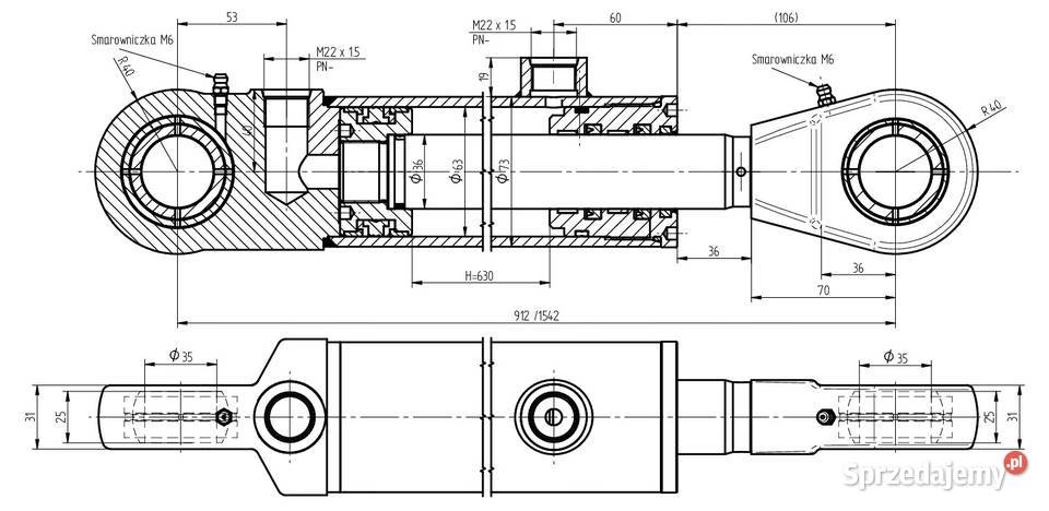 Siłownik CJ2F 63x36 630 z zaworem blokada 12