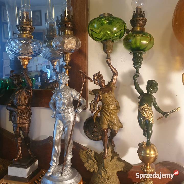Figuralna podstawa lampy naftowejstary oryginał Wrocław