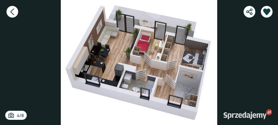 Bezczynszowy Nowy Apartament 3 Pokoje Klima 62m2