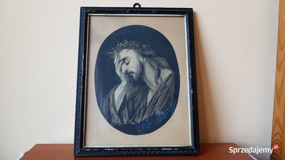 Stary obraz Chrystus w koronie cierniowej Dąbrowa Górnicza sprzedam