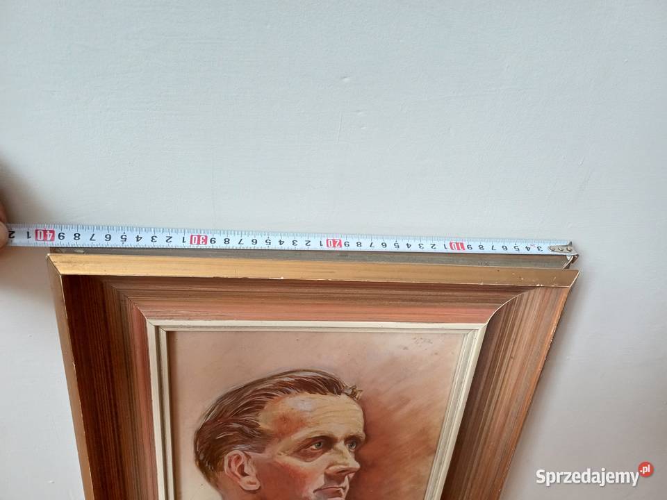 Stary obraz akwarela szklem sygnowana w prawym Malarstwo Lubań