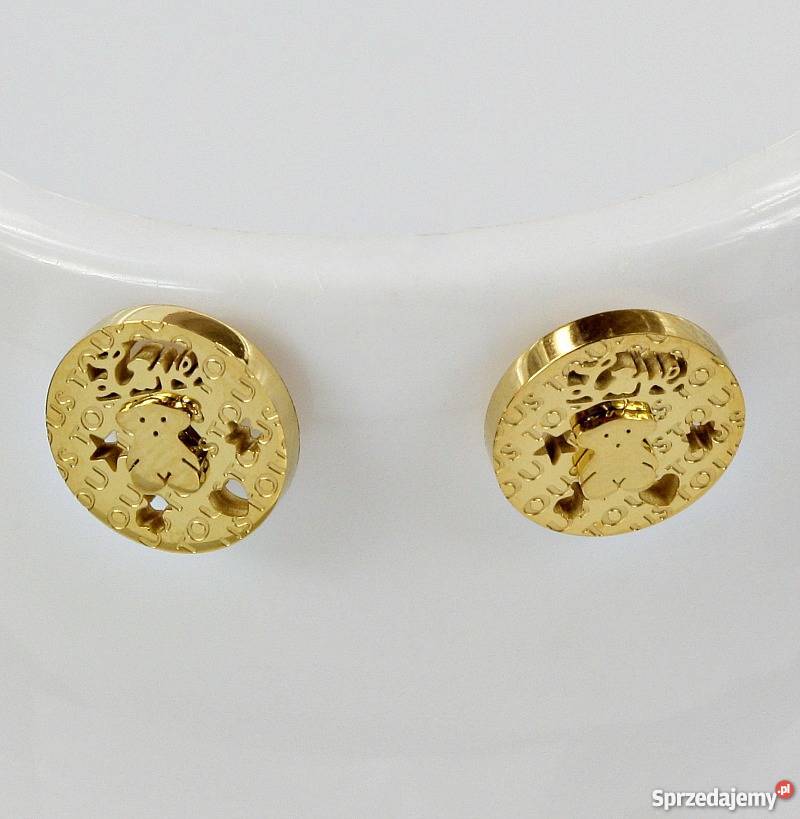 Okrągłe Złote Kolczyki Tous Miś Okazja